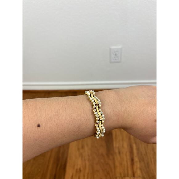 B14 Coro Faux Pearl Link Bracelet Audrey Hepburn Style Vintage Old Hollywood - Picture 1 of 12